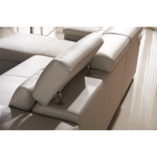 Canapé d'angle convertible - en cuir buffle italien 5 places, ALLURE, beige, angle gauche