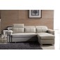 Canapé d'angle convertible en cuir buffle italien 5 places, ALLURE, beige, angle droit