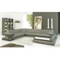 Canapé d'angle en cuir italien 8 places MAJESTIC, gris clair, angle gauche Canapé d'angle en cuir italien 8 places MAJESTIC, gris clair, angle gauche