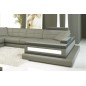 Canapé d'angle en cuir italien 8 places MAJESTIC, gris clair, angle gauche Canapé d'angle en cuir italien 8 places MAJESTIC, gris clair, angle gauche