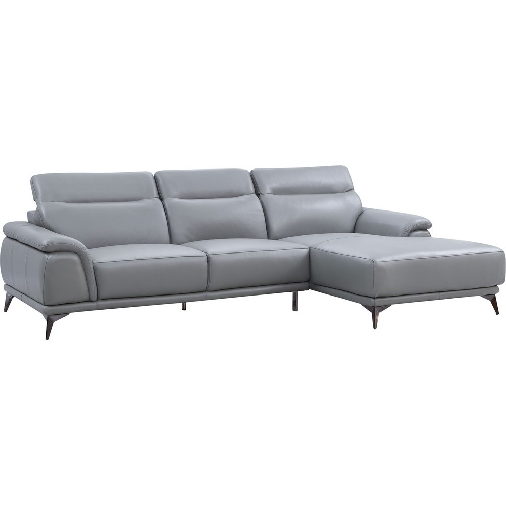 Canapé d'angle en cuir luxe italien 4/5 places BARI, gris clair, angle droit Canapé d'angle en cuir luxe italien 4/5 places BARI, gris clair, angle droit