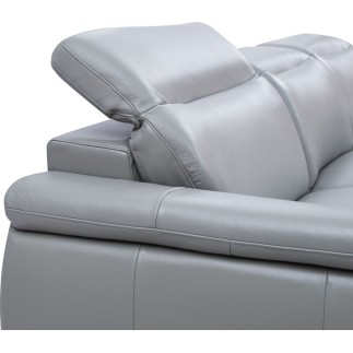 Canapé d'angle en cuir luxe italien 4/5 places BARI, gris clair, angle droit