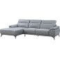 Canapé d'angle en cuir luxe italien 4/5 places - BARI, gris clair, angle gauche Canapé d'angle en cuir luxe italien 4/5 places - BARI, gris clair, angle gauche