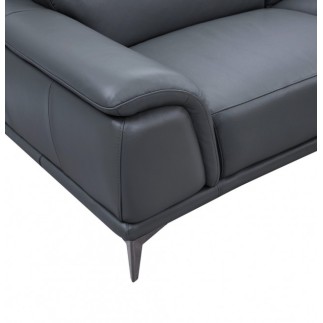 Canapé d'angle en cuir luxe italien 4/5 places BARI, gris foncé, angle droit
