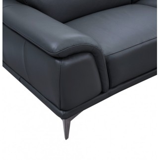 Canapé d'angle en cuir luxe italien 4/5 places BARI, noir, angle droit