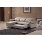 Canapé d'angle convertible en cuir buffle italien 5 places, ALLURE, gris foncé, angle gauche