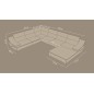 - Canapé d'angle en cuir luxe italien 7 places ANGELO, gris foncé et blanc, angle gauche