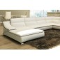 Canapé d'angle en cuir luxe italien 7 places ANGELO, blanc et noir, angle droit Canapé d'angle en cuir luxe italien 7 places ANGELO, blanc et noir, angle droit