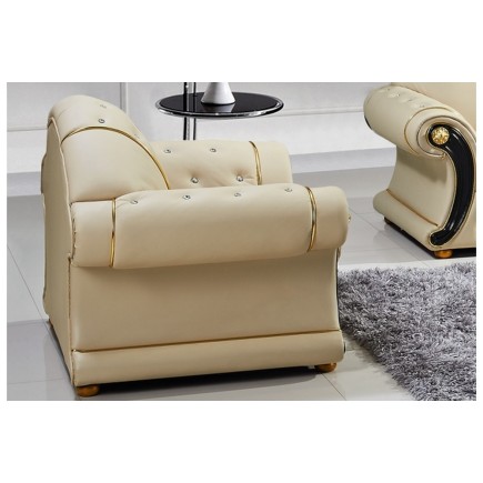Fauteuil 1 place en cuir LUXE italien BRISTOL, beige