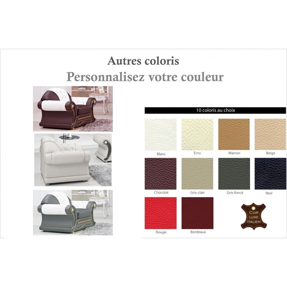 Fauteuil 1 place en cuir LUXE italien BRISTOL, couleur personnalisée Fauteuil 1 place en cuir LUXE italien BRISTOL, couleur personnalisée