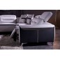 Canapé d'angle relax électrique en cuir buffle italien de luxe COMBIRELAX, blanc et noir, angle droit, 7/8 places Canapé d'angle relax électrique en cuir buffle italien de luxe COMBIRELAX, blanc et noir, angle droit, 7/8 places
