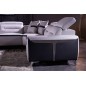 Canapé d'angle relax électrique en cuir buffle italien de luxe COMBIRELAX, blanc et noir, angle droit, 7/8 places Canapé d'angle relax électrique en cuir buffle italien de luxe COMBIRELAX, blanc et noir, angle droit, 7/8 places