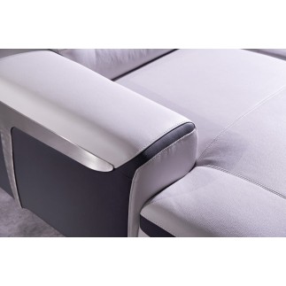 Canapé d'angle relax électrique en cuir buffle italien de luxe COMBIRELAX, blanc et noir, angle droit.,
