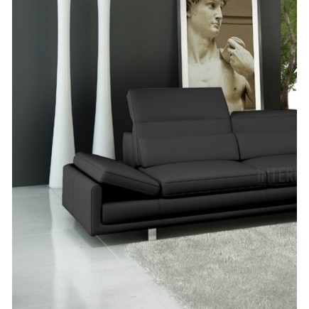 Canapé d'angle ITALIA en cuir haut de gamme italien vachette Vénésetti Cuir Prestige luxe Noir Angle à droit vu de face - Vénése