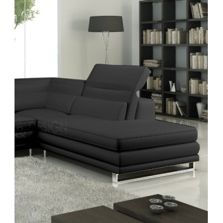 Canapé d'angle ITALIA en cuir haut de gamme italien vachette Vénésetti Cuir Prestige luxe Noir Angle à droit vu de face - Vénése