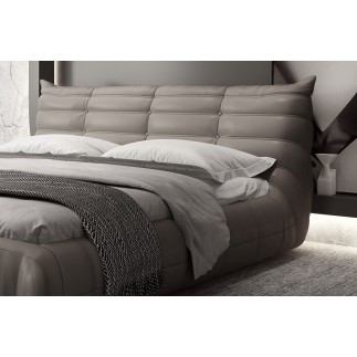 Lit design en velours de luxe BERELO, avec sommier à lattes gris (foncé), 140x200