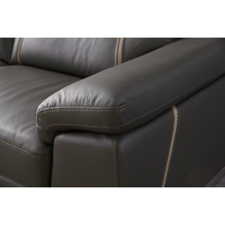 Ensemble Ensemble canapé 3 places et 2 places en cuir italien buffle GRANTI, couleur chocolat et liseret beige