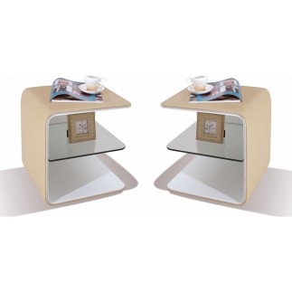 2 chevets de qualité supérieure ELVIN, couleur beige (1 gauche et 1 droit)
