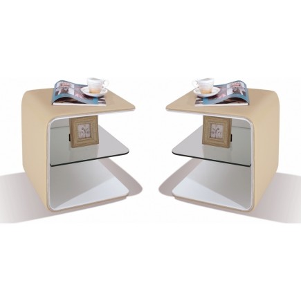 2 chevets de qualité supérieure ELVIN, couleur beige (1 gauche et 1 droit)