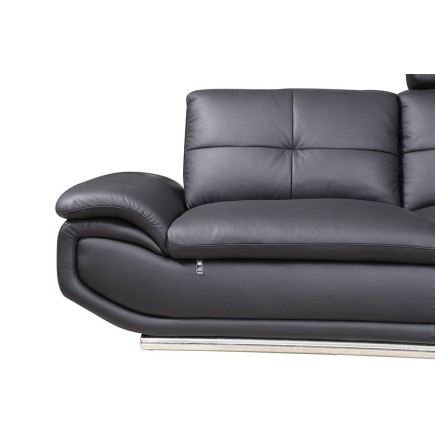 Canapé d'angle en cuir buffle italien de luxe 6/7 places, BELLALIGNA, noir, angle droit