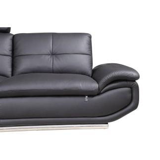 Canapé d'angle en cuir buffle italien de luxe 6/7 places BELLALIGNA, noir, angle gauche