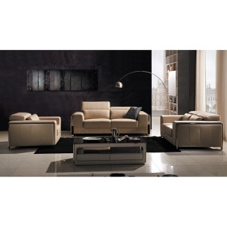 Canapé 2 places en cuir italien buffle LUXY, beige