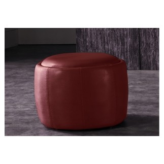 Pouf rond BUFFALINO en cuir de buffle (gamme de cuir de buffle), bordeaux