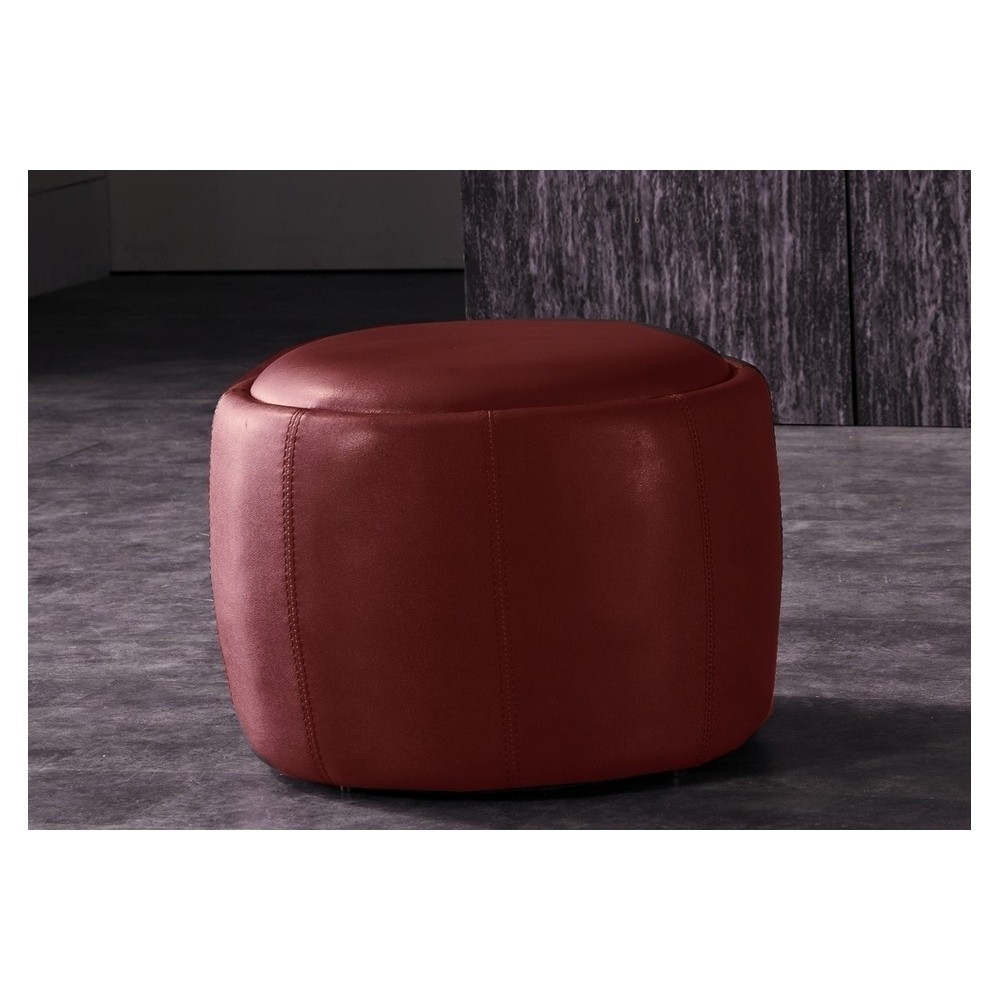 Pouf rond BUFFALINO en cuir de buffle (gamme de cuir de buffle), bordeaux Pouf rond BUFFALINO en cuir de buffle (gamme de cuir de buffle), bordeaux