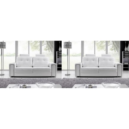 Ensemble de 2 canapé 2 places en cuir Prestige luxe haut de gamme italien MATIGNON, blanc