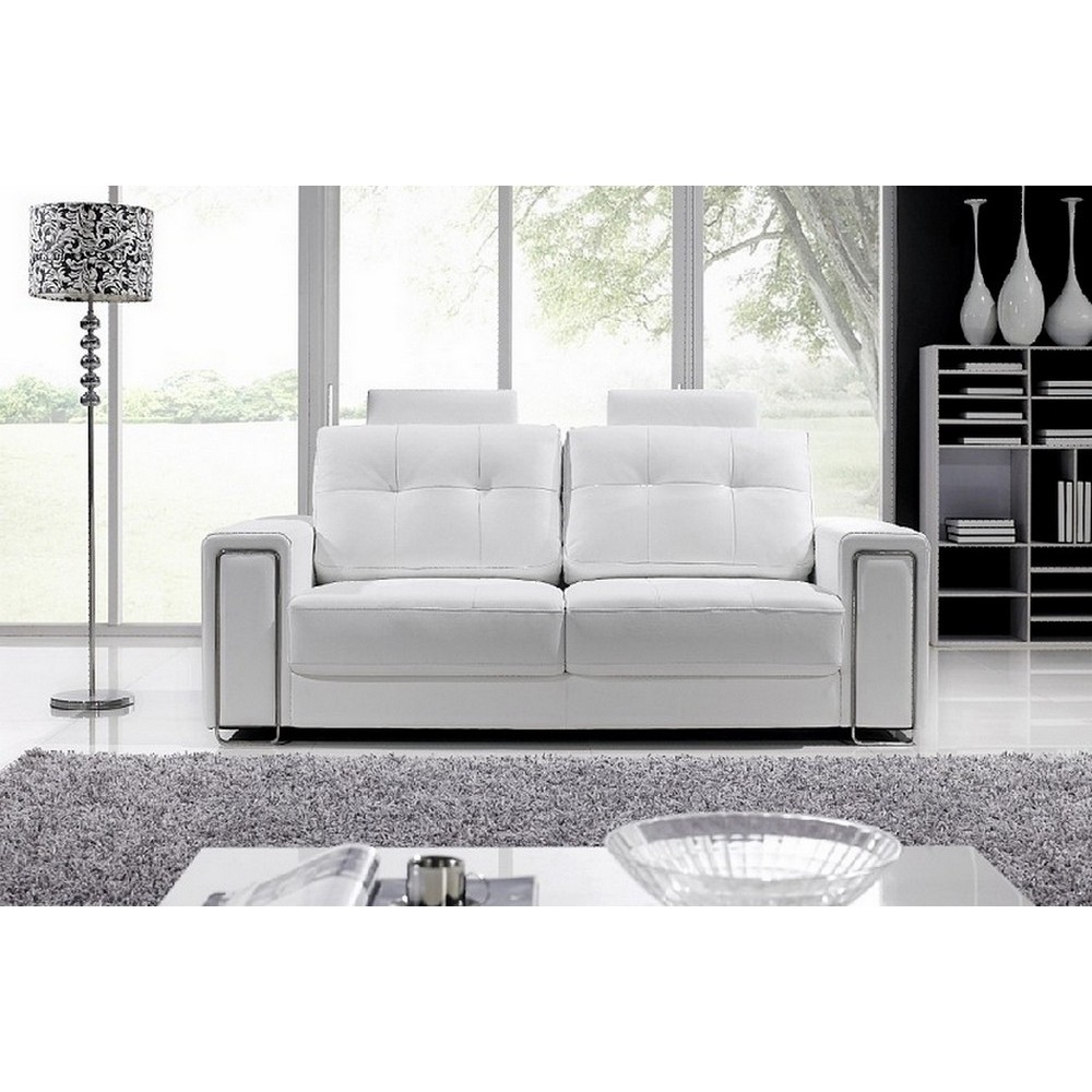 Canapé 2 places en cuir Prestige luxe haut de gamme italien MATIGNON, blanc Canapé 2 places en cuir Prestige luxe haut de gamme italien MATIGNON, blanc