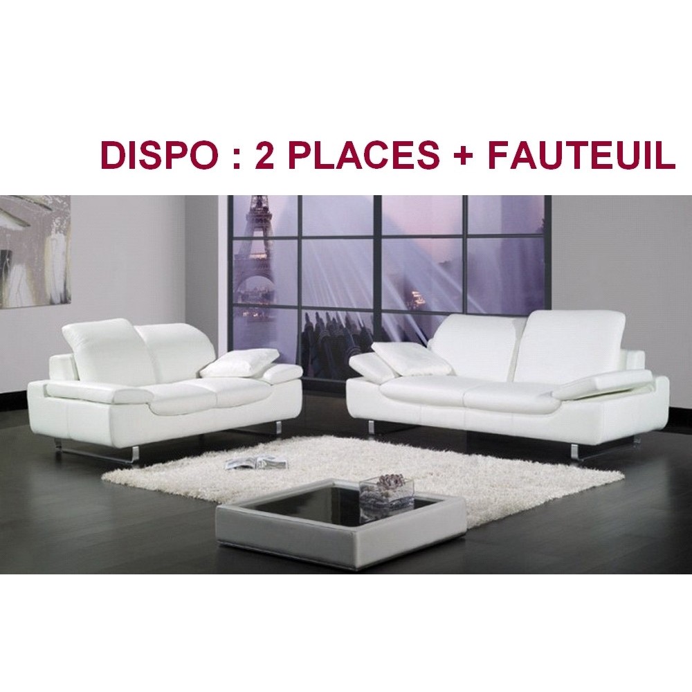 Ensemble : canapé 2 places + fauteuil en cuir supérieur luxe haut de gamme italien, TORINO, blanc Ensemble : canapé 2 places + fauteuil en cuir supérieur luxe haut de gamme italien, TORINO, blanc