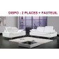 Ensemble : canapé 2 places + fauteuil en cuir supérieur luxe haut de gamme italien, TORINO, blanc Ensemble : canapé 2 places + fauteuil en cuir supérieur luxe haut de gamme italien, TORINO, blanc
