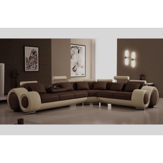 Canapé d'angle en cuir italien : 5/6 places PETIT EXCELIA, noir et rouge, angle droit