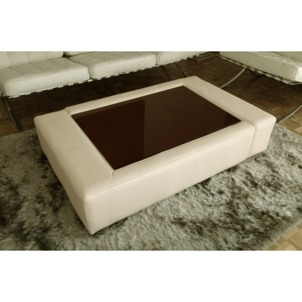 Table basse en simil cuir italien ZANA, écru