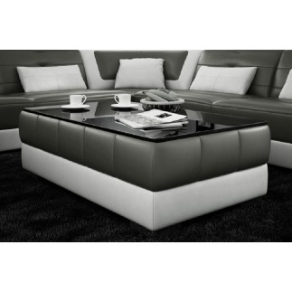 Table basse design ZEINA, gris foncé et blanc