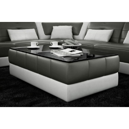 Table basse design ZEINA, gris foncé et blanc