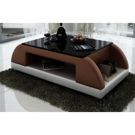 Table basse design VALINA, blanc et chocolat