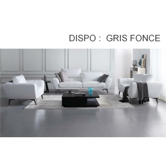 Ensemble canapé 3 places et 2 places et fauteuil en cuir italien vachette ALBERTO, couleur GRIS FONCE
