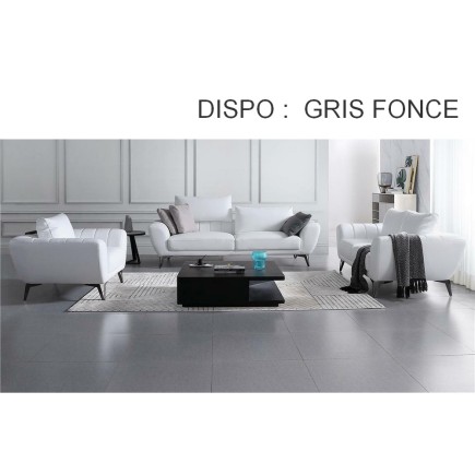 Ensemble canapé 3 places et 2 places et fauteuil en cuir italien vachette ALBERTO, couleur GRIS FONCE