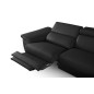 Canapé d'angle relax en 100% tout cuir épais de luxe italien avec relax électrique, 5/6 places KASTER, noir, angle droit