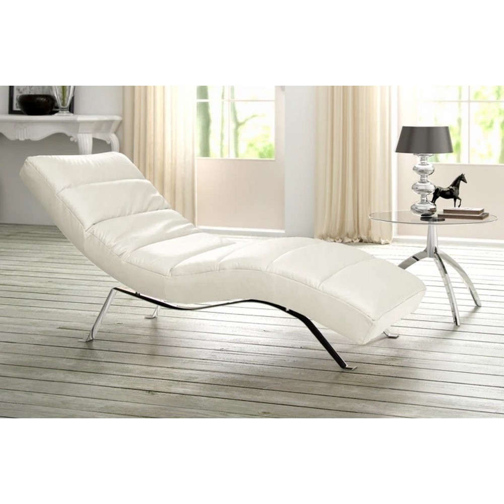 Chaise longue réglable multipositions, en cuir de luxe italien, SWEET, blanc cassé Chaise longue réglable multipositions, en cuir de luxe italien, SWEET, blanc cassé
