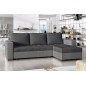 Canapé d'angle convertible - en tissu qualité gris foncé et gris clair, 4/5 places, avec coffre, angle droit (vu de face), NESTO Canapé d'angle convertible - en tissu qualité gris foncé et gris clair, 4/5 places, avec coffre, angle droit (vu de face), NESTO