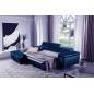 Canapé d'angle convertible en velours luxe 5 places, RICHARD, bleu, angle gauche Canapé d'angle convertible en velours luxe 5 places, RICHARD, bleu, angle gauche