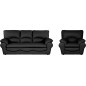 Ensemble composé d'un canapé 3 places et d'un fauteuil en 100% tout cuir italien vachette OSATIS, couleur noir Ensemble composé d'un canapé 3 places et d'un fauteuil en 100% tout cuir italien vachette OSATIS, couleur noir