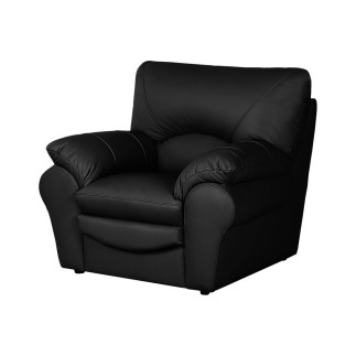 Ensemble composé d'un canapé 3 places et d'un fauteuil en 100% tout cuir italien vachette OSATIS, couleur noir