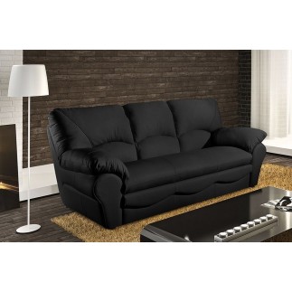 Ensemble composé d'un canapé 3 places et d'un fauteuil en 100% tout cuir italien vachette OSATIS, couleur noir
