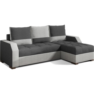 Canapé d'angle convertible - ARTE - en tissu de qualité - gris foncé et gris clair, 3/4 places, angle droit (vu de face)
