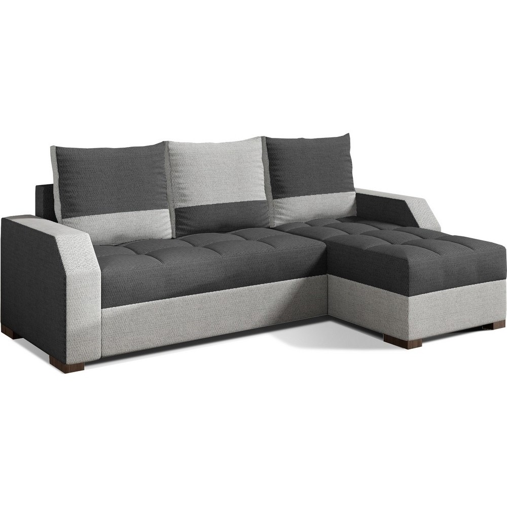 Canapé d'angle convertible - ARTE - en tissu de qualité - gris foncé et gris clair, 3/4 places, angle droit (vu de face) Canapé d'angle convertible - ARTE - en tissu de qualité - gris foncé et gris clair, 3/4 places, angle droit (vu de face)