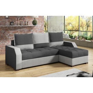 Canapé d'angle convertible - ARTE - en tissu de qualité - gris foncé et gris clair, 3/4 places, angle droit (vu de face)