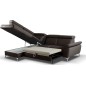 Canapé d'angle convertible en cuir italien de luxe 5 places MILOS, avec coffre, noir, angle gauche (vu de face) Canapé d'angle convertible en cuir italien de luxe 5 places MILOS, avec coffre, noir, angle gauche (vu de face)